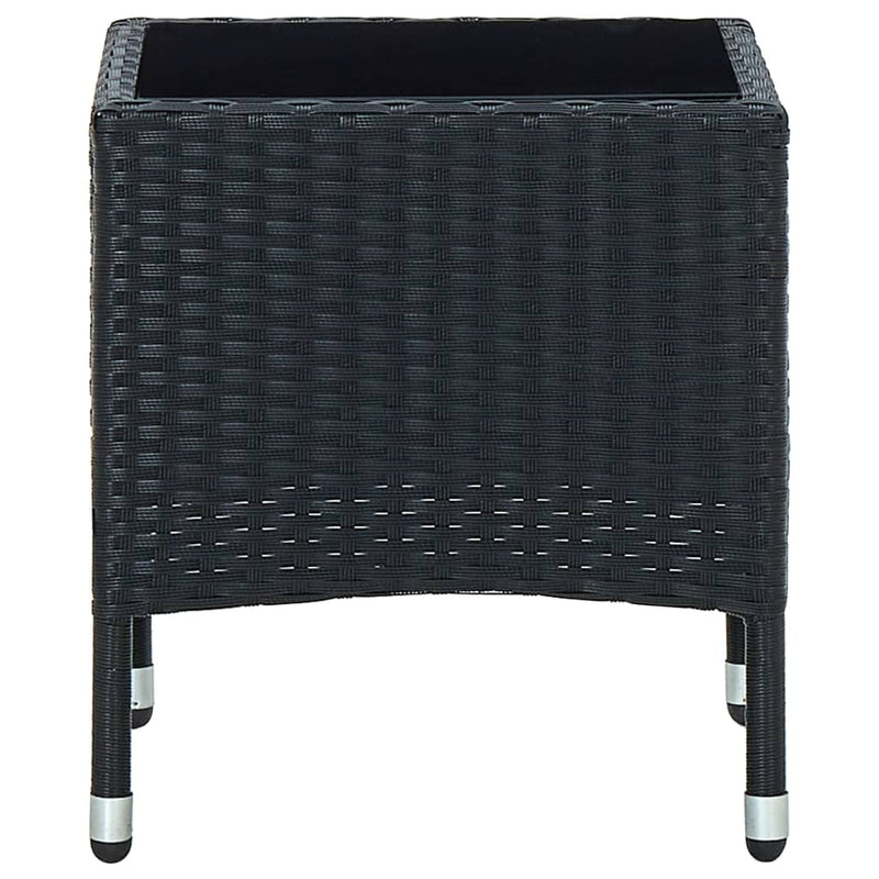 Patio Table Black 15.7"x15.7"x17.7" Poly Rattan