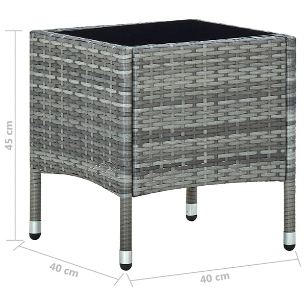 Patio Table Gray 15.7"x15.7"x17.7" Poly Rattan