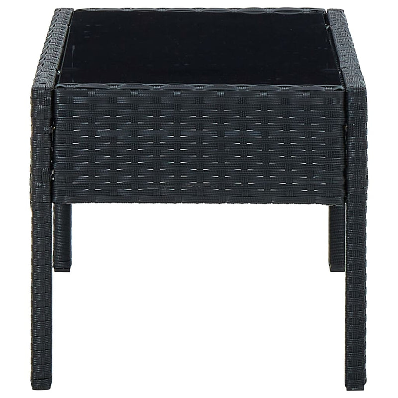 Patio Table Black 29.5"x15.7"x14.6" Poly Rattan