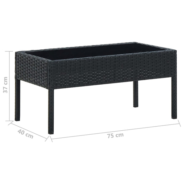 Patio Table Black 29.5"x15.7"x14.6" Poly Rattan