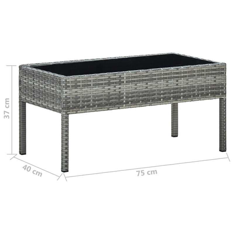 Patio Table Gray 29.5"x15.7"x14.6" Poly Rattan