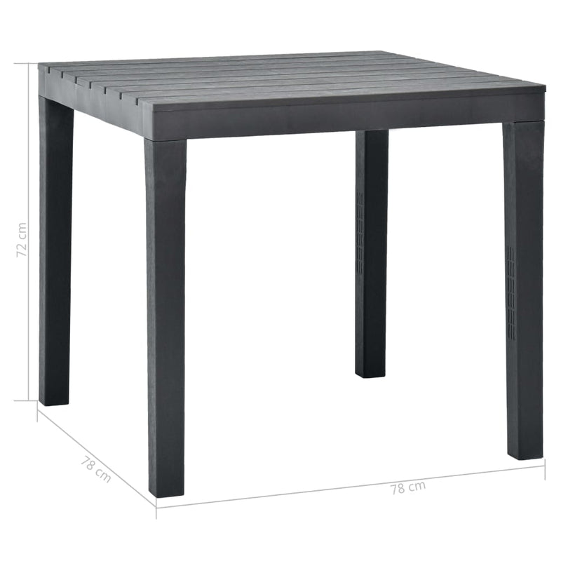 Patio Table Anthracite 30.7"x30.7"x28.3" Plastic