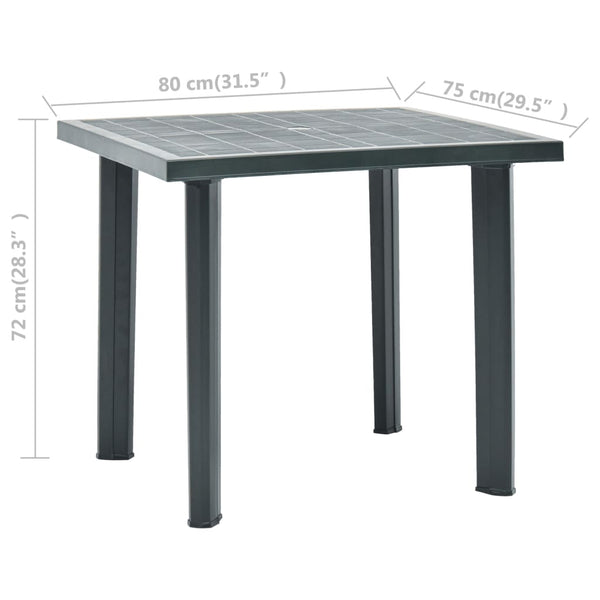 Patio Table Green 31.5"x29.5"x28.3" Plastic