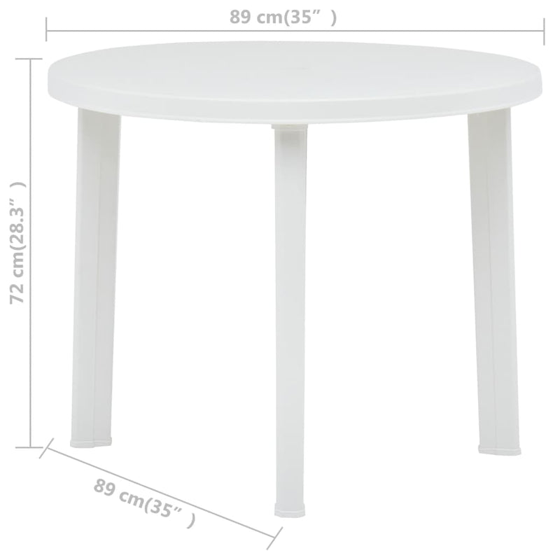 Patio Table White 35" Plastic
