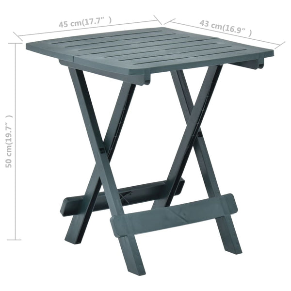 Folding Patio Table Green 17.7"x16.9"x19.7" Plastic