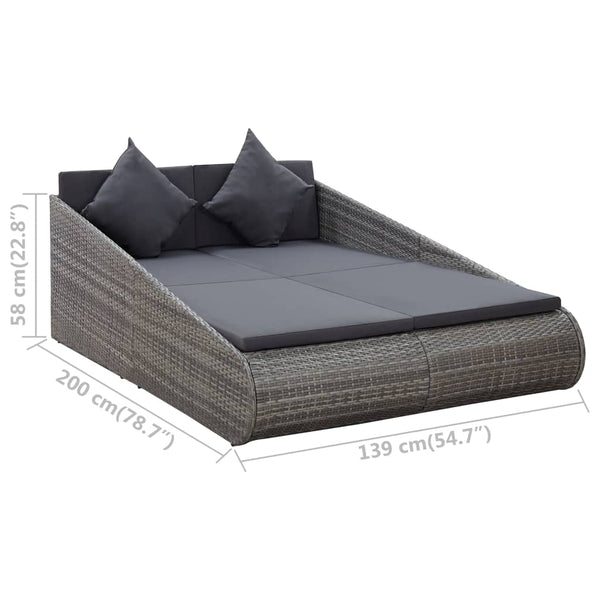 Patio Bed Gray 78.7"x54.7" Poly Rattan