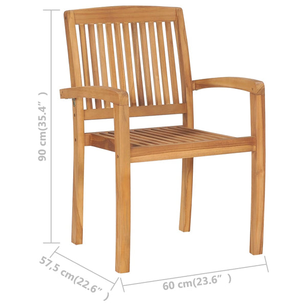 Stacking Patio Dining Chairs 2 pcs Solid Teak Wood
