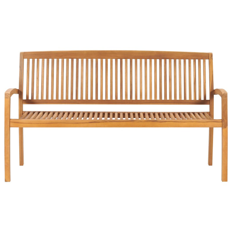 3-Seater Stacking Patio Bench 62.6" Solid Teak Wood