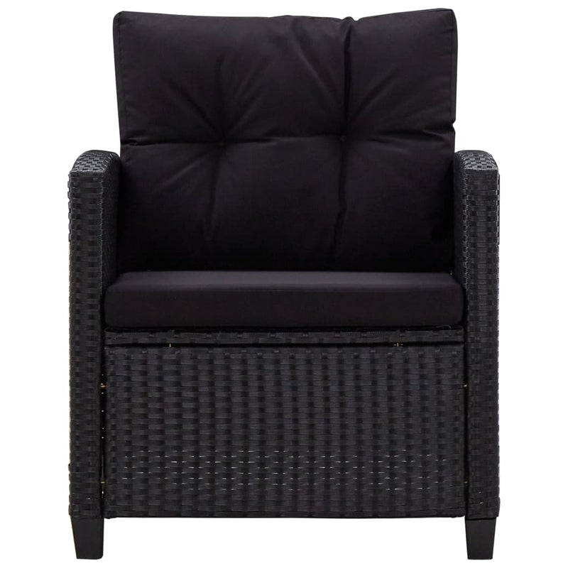 6 Piece Patio Sofa Set with Cushions Poly Rattan Black