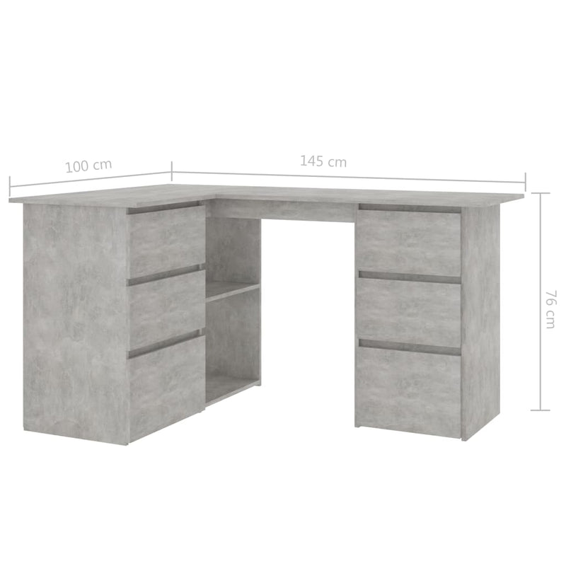 Corner Desk Concrete Gray 57.1"x39.4"x29.9" Chipboard