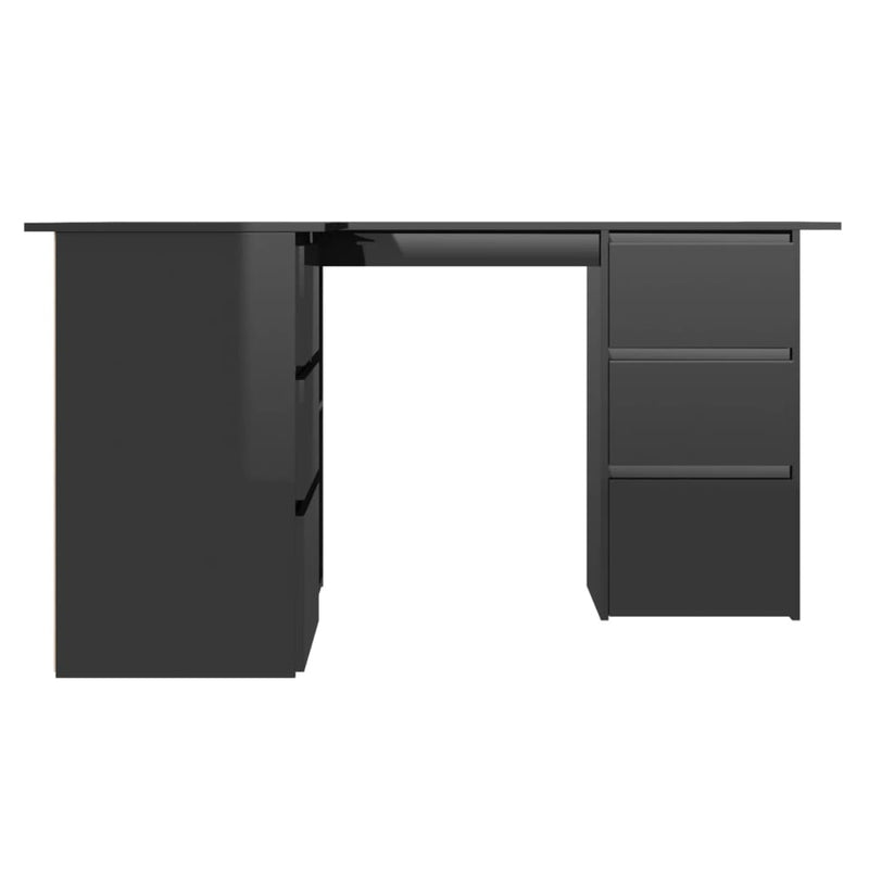 Corner Desk High Gloss Black 57.1"x39.4"x29.9" Chipboard
