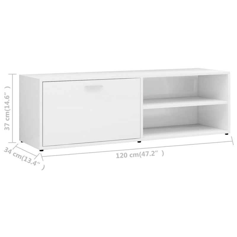 TV Cabinet High Gloss White 47.2"x13.4"x14.6" Chipboard