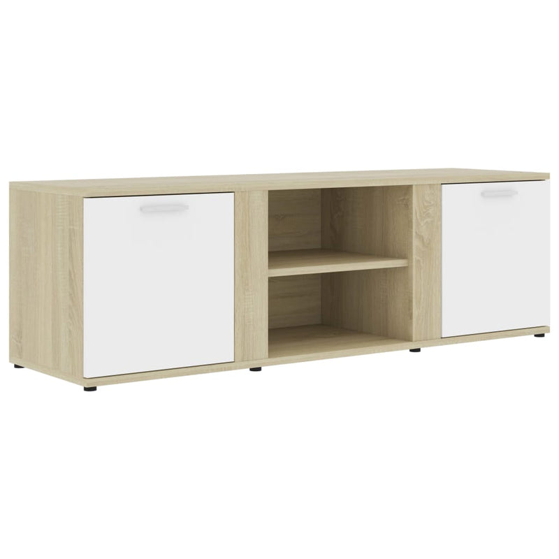 TV Cabinet White and Sonoma Oak 47.2"x13.4"x14.6" Chipboard
