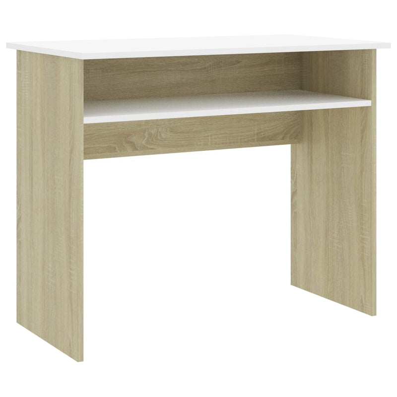 Desk White and Sonoma Oak 35.4"x19.6"x29.1"Chipboard