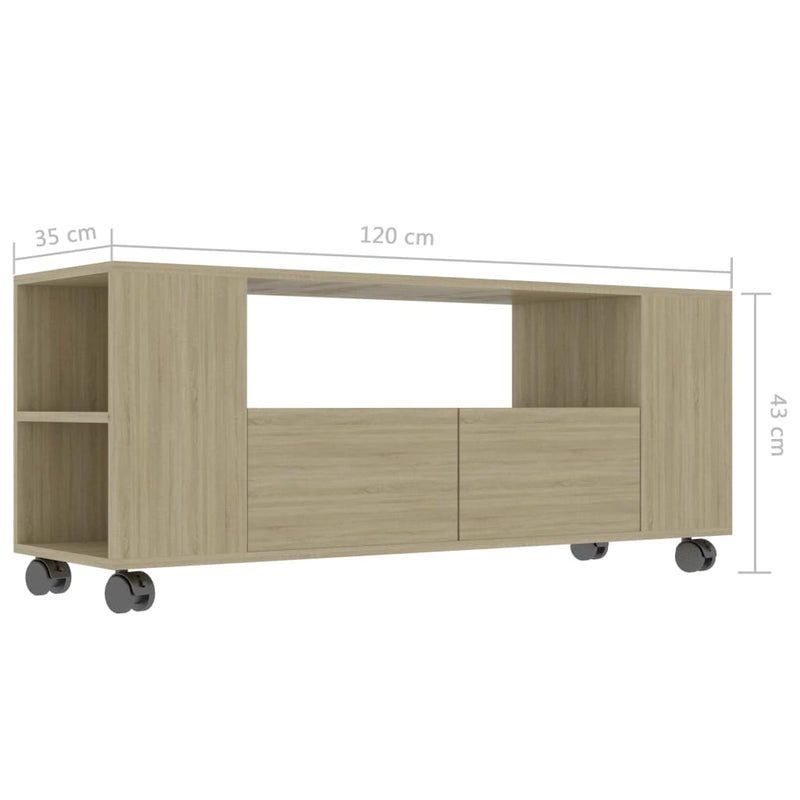 TV Cabinet Sonoma Oak 47.2"x11.8"x16.9" Chipboard