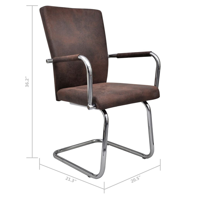3052993  Cantilever Dining Chairs 4 pcs Brown Faux Suede Leather