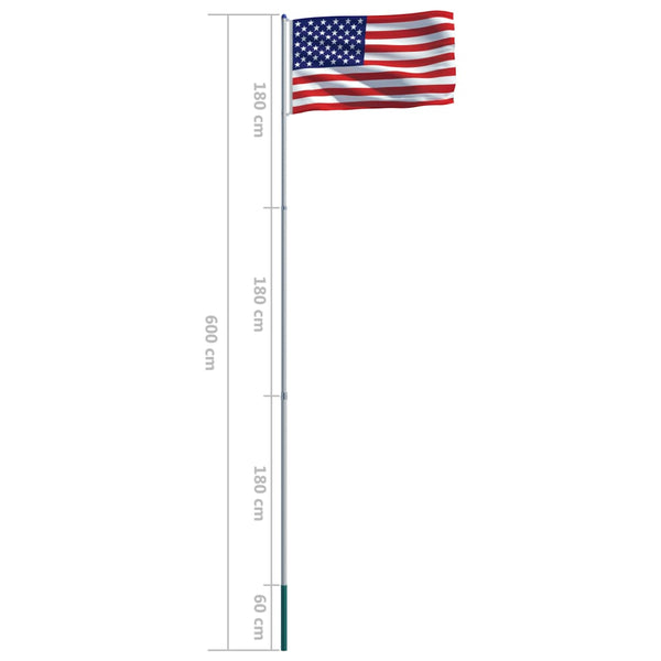 US Flag and Pole Aluminum 236.2"