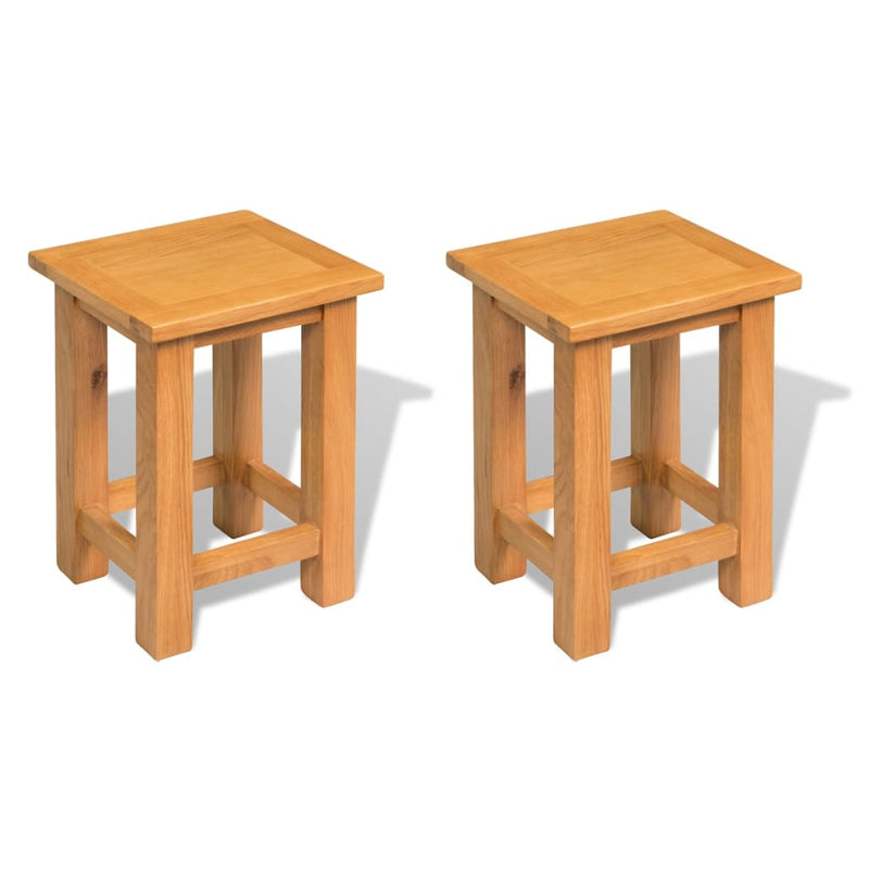 End Tables 2 pcs 10.6"x9.5"x14.6" Solid Oak Wood