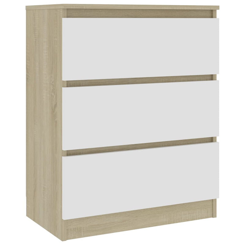 Sideboard White and Sonoma 23.6"x13.2"x29.9" Chipboard