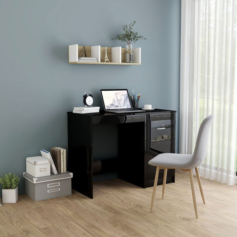 Desk High Gloss Black 39.4"x19.7"x29.9" Chipboard