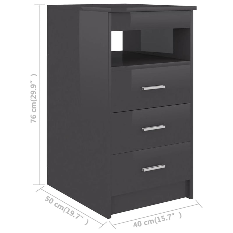Drawer Cabinet Hign Gloss Gray 15.7"x19.7"x29.9" Chipboard