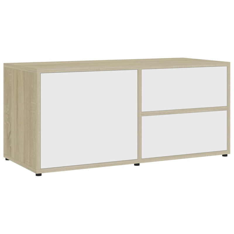 TV Cabinet White and Sonoma Oak 31.5"x13.4"x14.1" Chipboard