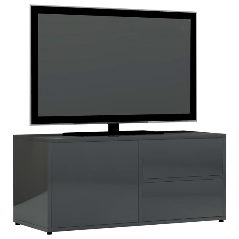 TV Cabinet High Gloss Gray 31.5"x13.4"x14.2" Chipboard