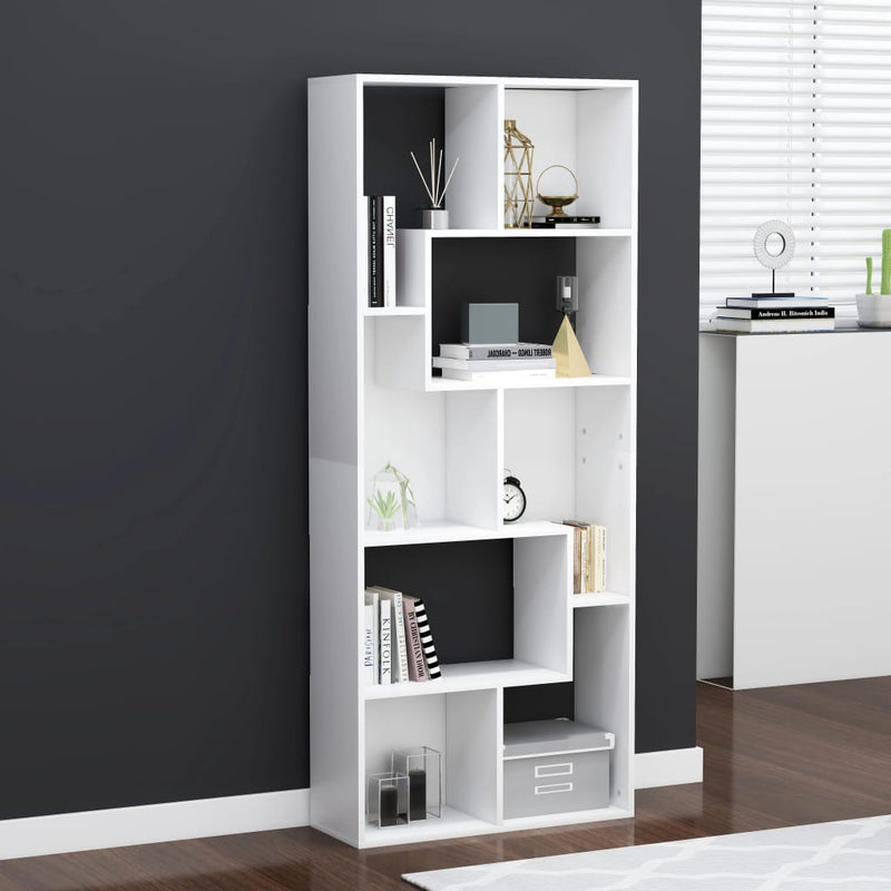 Book Cabinet White 26.4"x9.4"x63.4" Chipboard