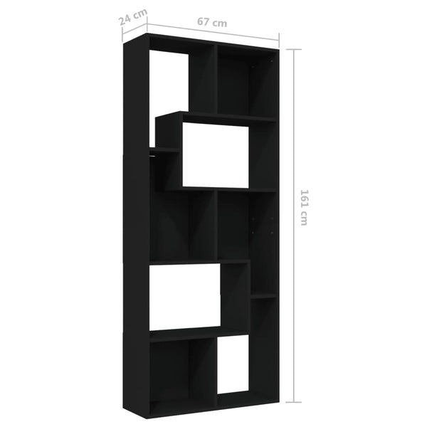 Book Cabinet Black 26.4"x9.4"x63.4" Chipboard