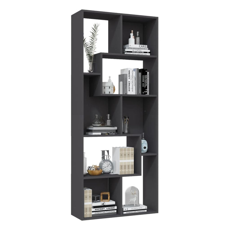 Book Cabinet Gray 26.4"x9.4"x63.4" Chipboard