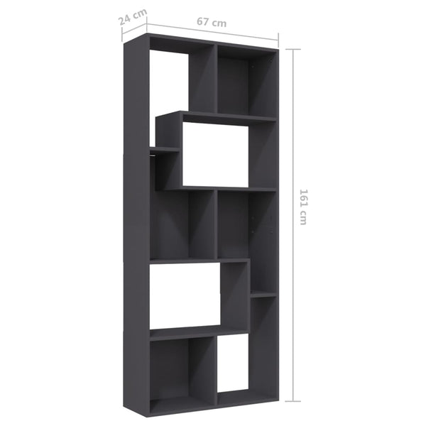 Book Cabinet Gray 26.4"x9.4"x63.4" Chipboard