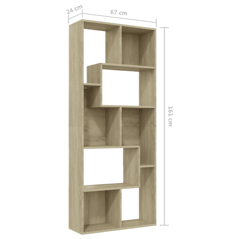 Book Cabinet Sonoma Oak 26.4"x9.4"x63.4" Chipboard