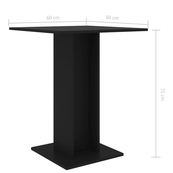 Bistro Table Black 23.6"x23.6"x29.5" Chipboard