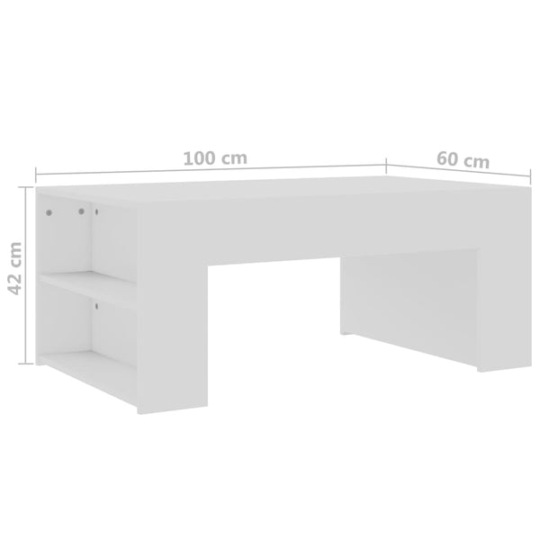 Coffee Table White 39.4"x23.6"x16.5" Chipboard