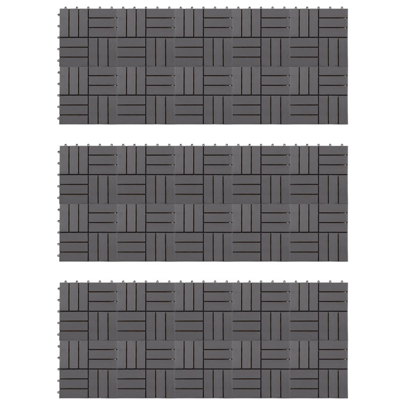 Decking Tiles 30 pcs Gray Wash 11.8"x11.8" Solid Acacia Wood