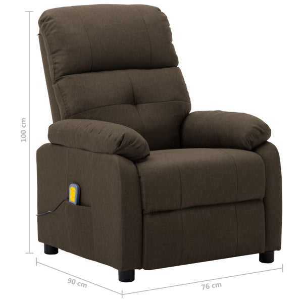 Massage Recliner Chair Brown Fabric