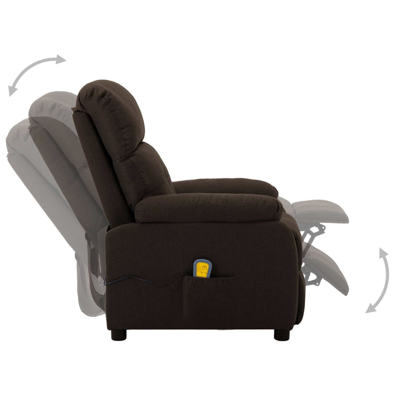 Massage Recliner Chair Dark Brown Fabric