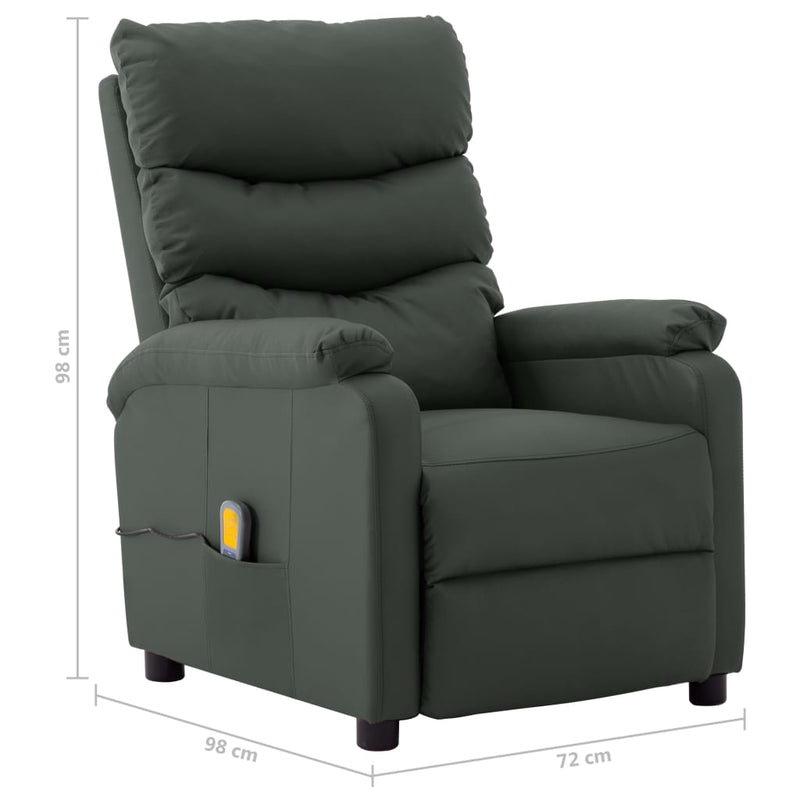 Massage Reclining Chair Gray Faux Leather