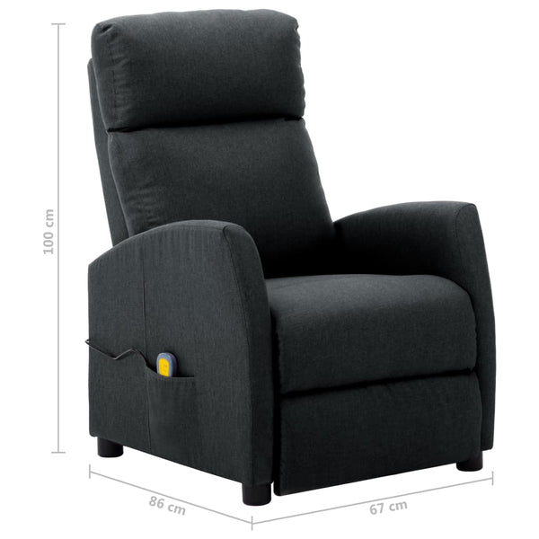 Massage Reclining Chair Dark Gray Fabric