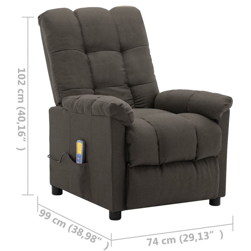 Massage Recliner Taupe Fabric