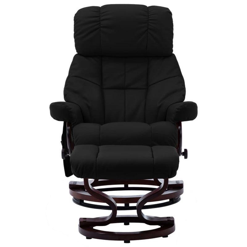 Massage Reclining Chair Black Faux Leather and Bentwood
