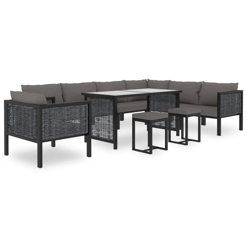 Sectional Corner Sofa with Left Armrest Poly Rattan Anthracite