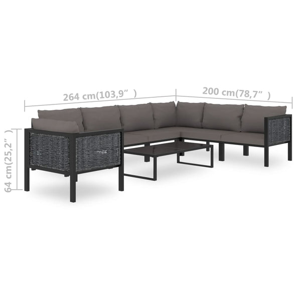 8 Piece Patio Lounge Set with Cushions Poly Rattan Anthracite
