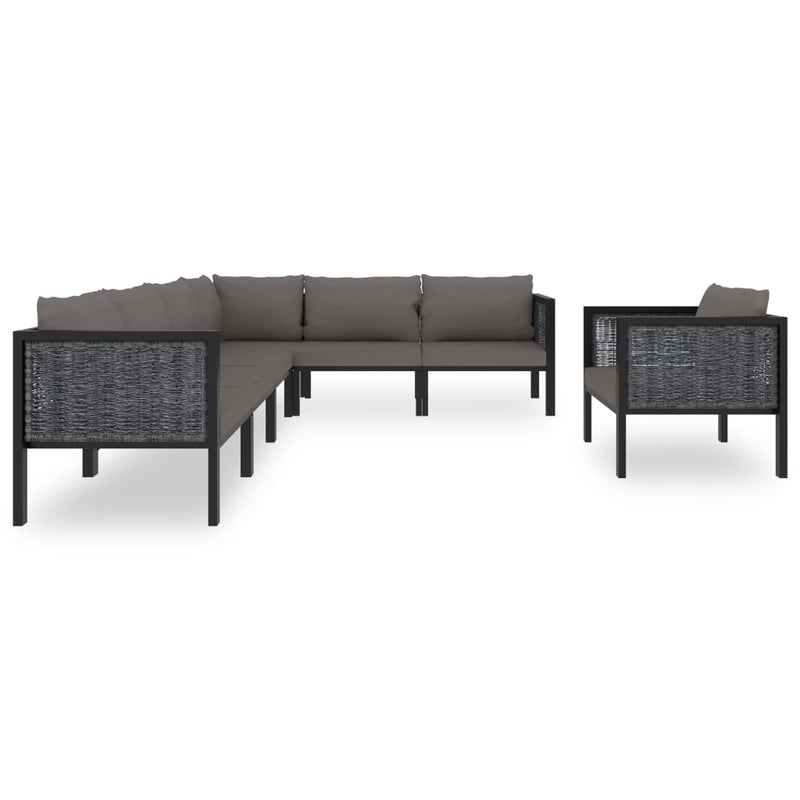 7 Piece Patio Lounge Set with Cushions Poly Rattan Anthracite