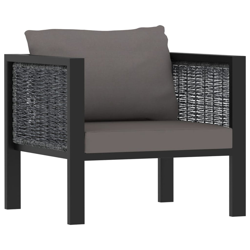 5 Piece Patio Lounge Set with Cushions Poly Rattan Anthracite