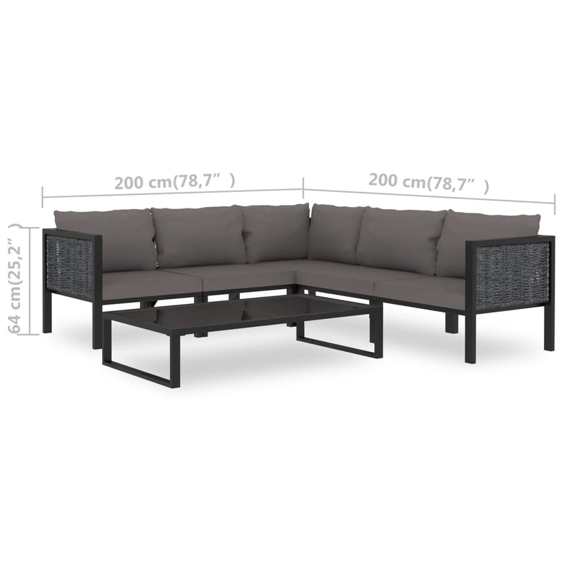 6 Piece Patio Lounge Set with Cushions Poly Rattan Anthracite
