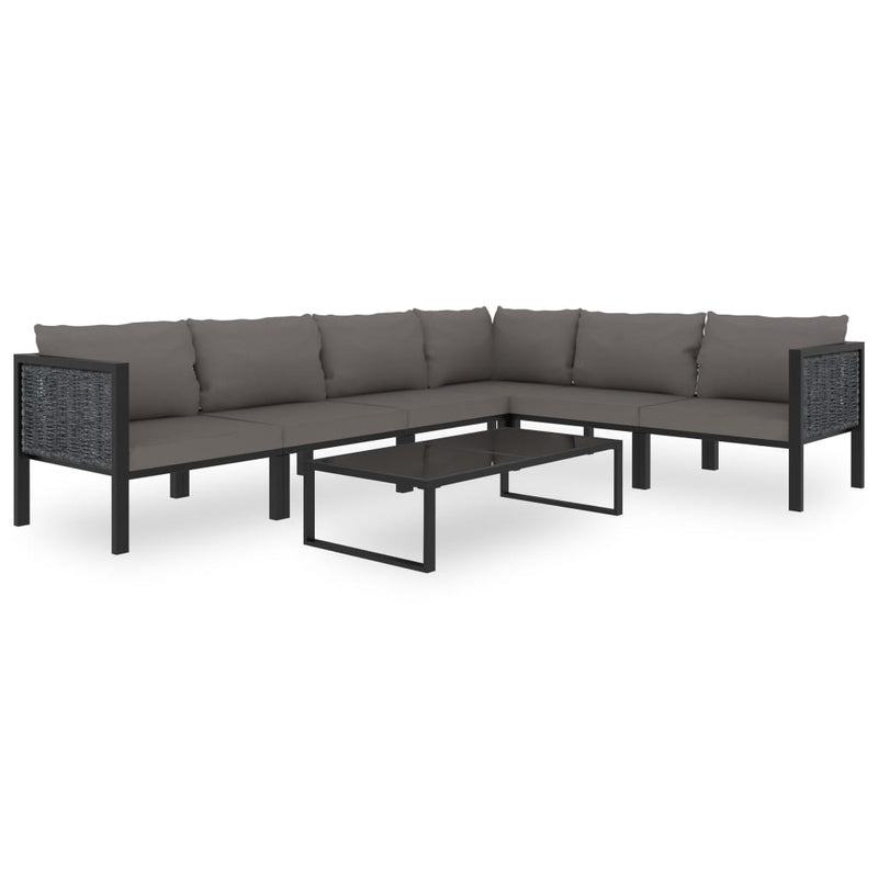 Sectional Corner Sofa with Right Armrest Poly Rattan Anthracite