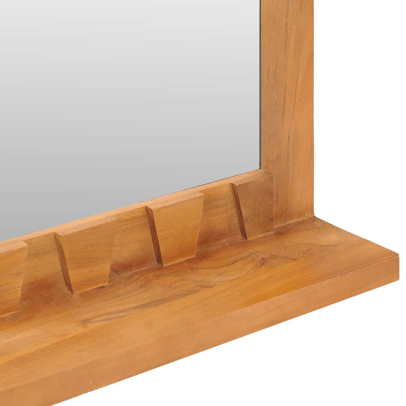 Wall Mirror with Shelf 23.6"x4.7"x15.7" Solid Teak Wood