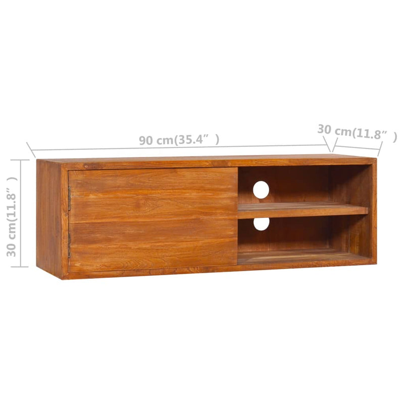 Wall-mounted TV Cabinet 35.4"x11.8"x11.8" Solid Teak Wood