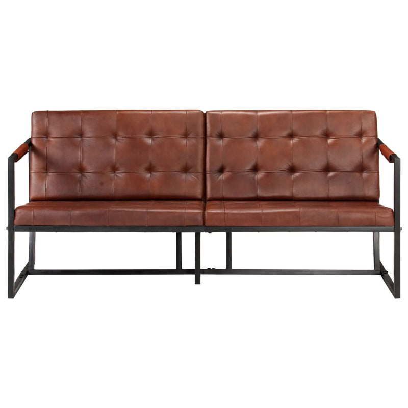 3-Seater Sofa Brown Real Goat Leather